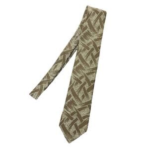 Vintage Giorgio Armani Patterned Necktie Designer Tie Khaki Tan Made in Italy